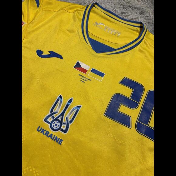 UKRAINE NATIONS LEAGUE 2024 VS CZECHIA MATCH WORN & SIGNED JERSEY Mudryk #20 - Picture 3 of 9